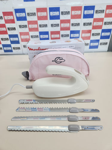 Cuchillo eléctrico 100W, con botón de eyección de las cuchillas, acero inoxidable, blanco Moulinex Secanto DJAC41